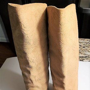 Marcon Leather & Embossed Suede Cowgirl Western Boots Made In Brazil